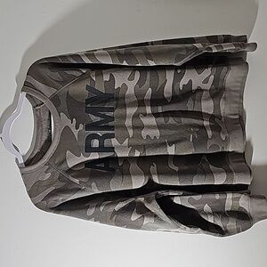 Army camo graphic sweatshirt.  Size XXL. Some wear. But very cozy and soft.